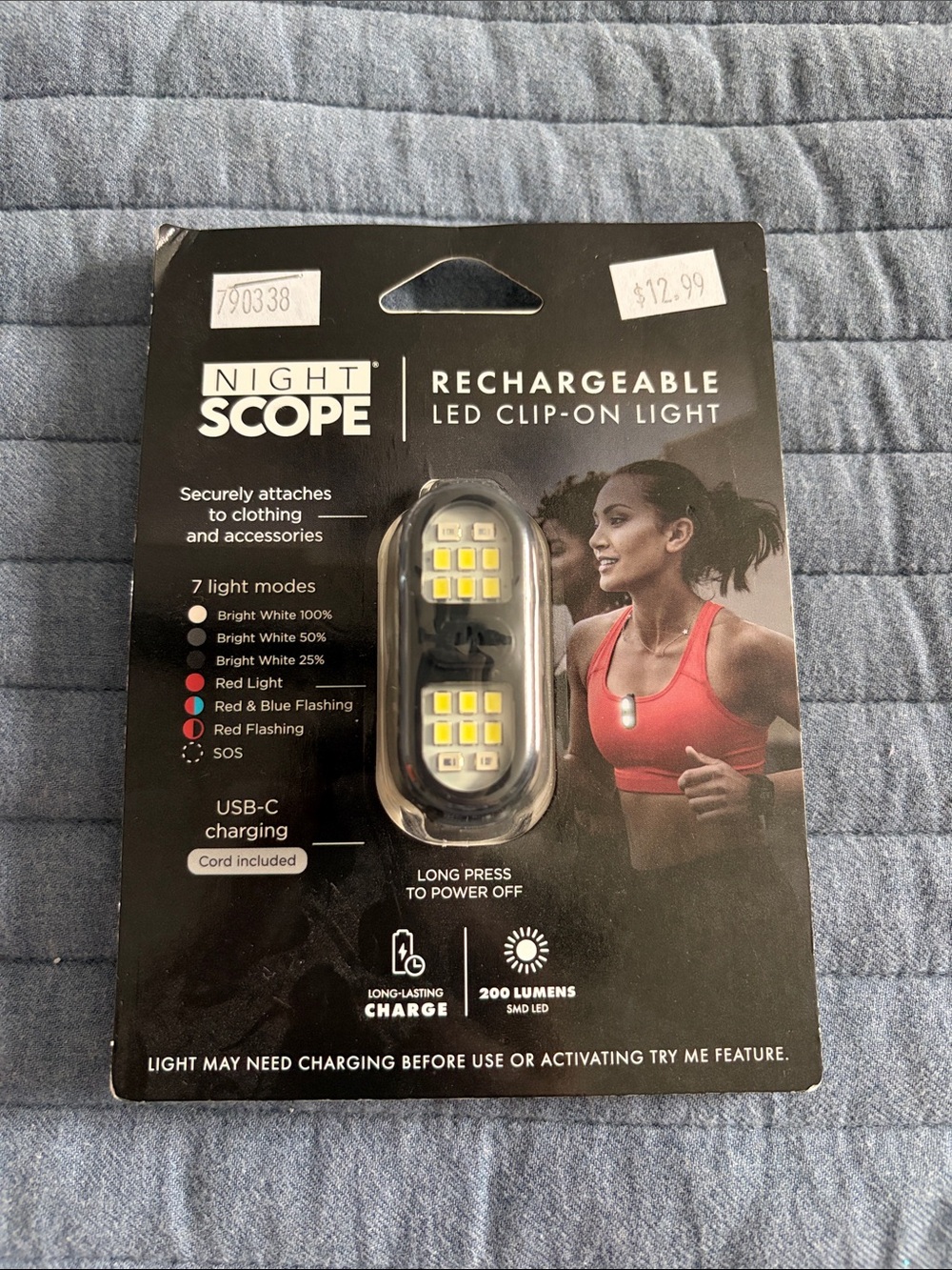 Night Scope Rechargeable LED Clip-On Light in Black